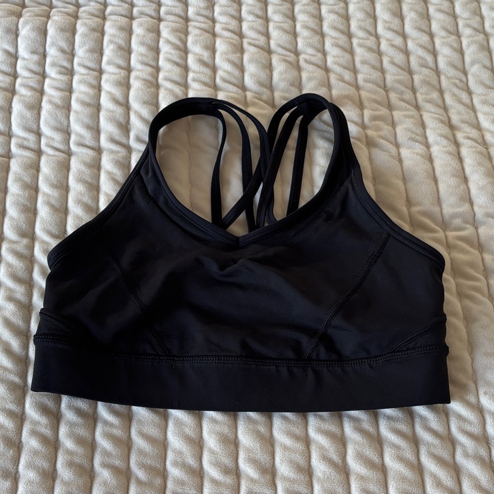 Women's Black Strappy Sports Bra